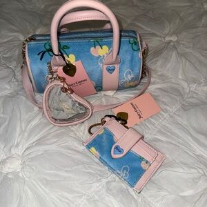 NEW JUICY COUTURE RETRO JUICY CHERRY MINI BARREL BAG  BLUE GLEAM MULTI SET